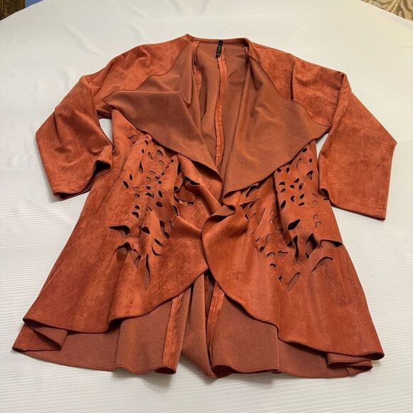 IC By Connie K Lagenlook Burnt Orange Cardigan Size Large - Picture 1 of 7